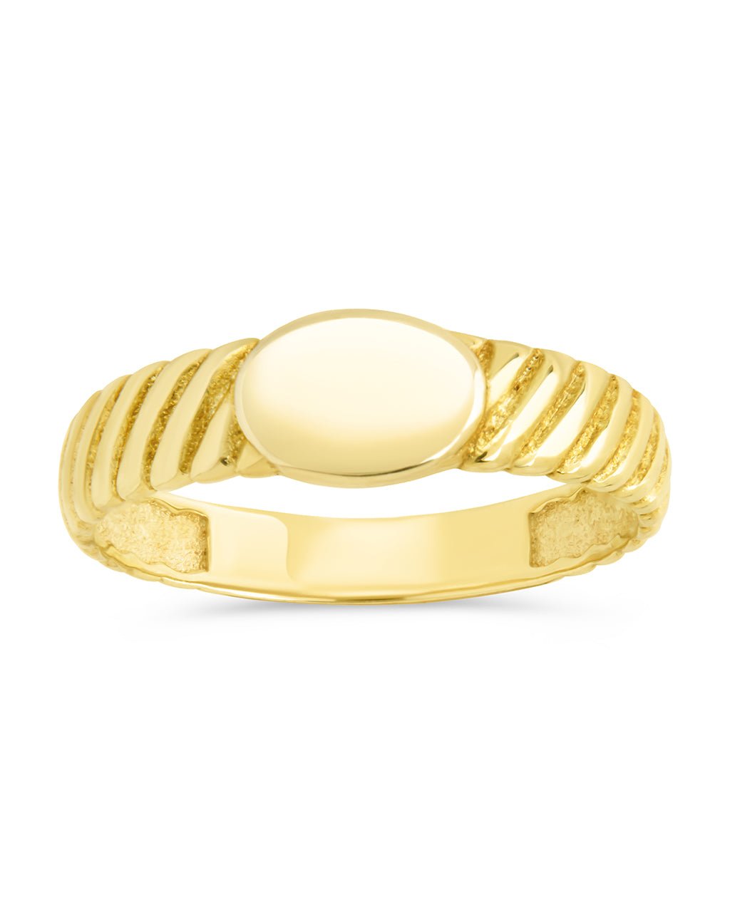 Dixie Ribbed Signet Ring in Gold
