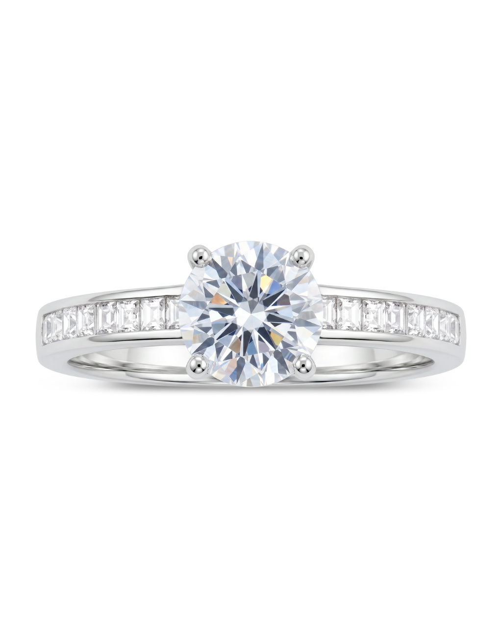 Radiant CZ Engagement Ring in Silver