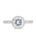 Round Brilliant CZ Ring with Bead Set Border in Silver