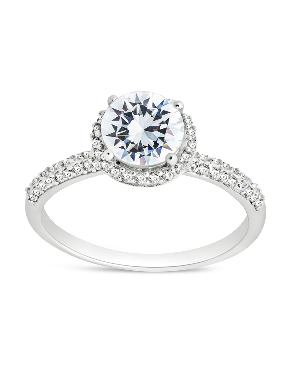 Round Brilliant CZ Ring with Bead Set Border - view 3