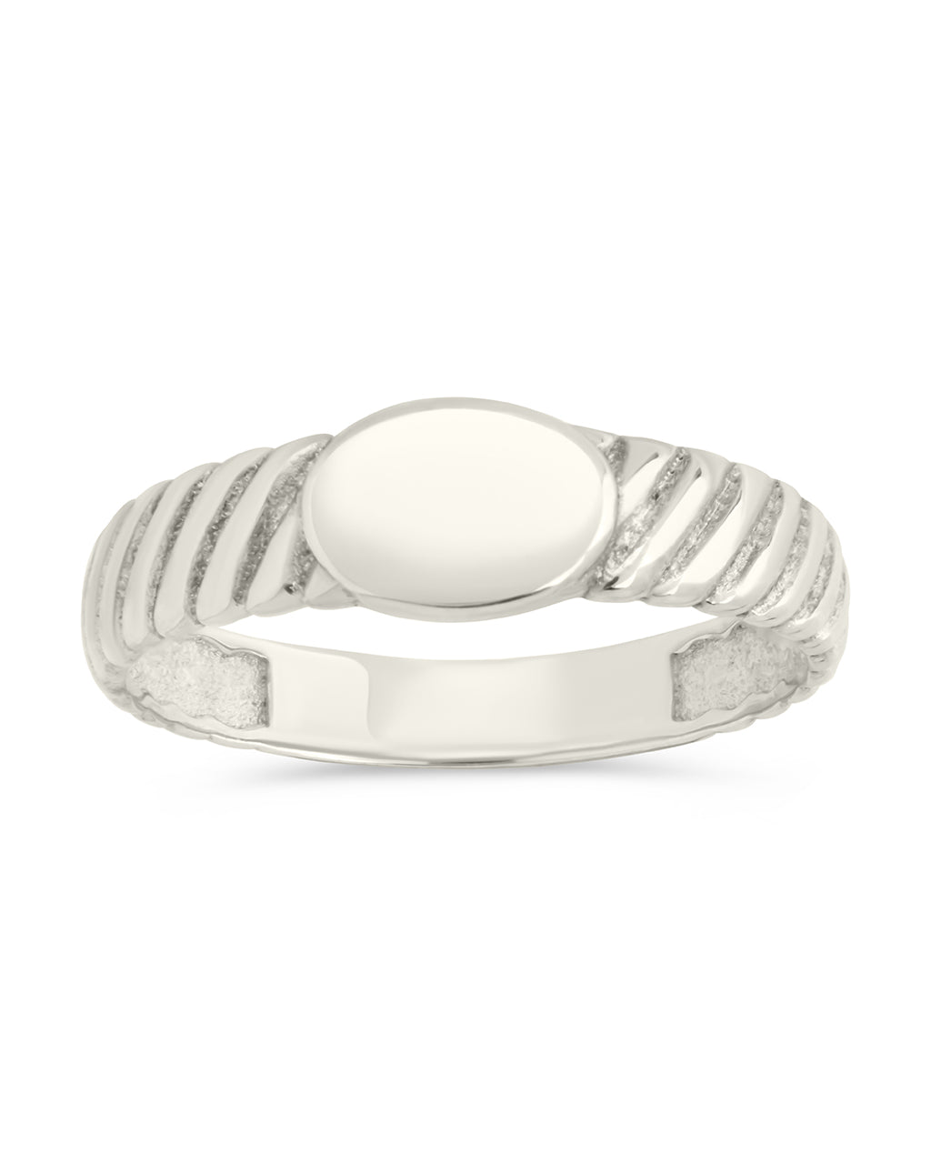 Dixie Ribbed Signet Ring in Silver