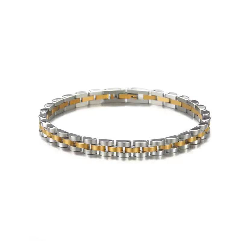 Dainty Thin Watch Chain Bracelet in Dual Tone