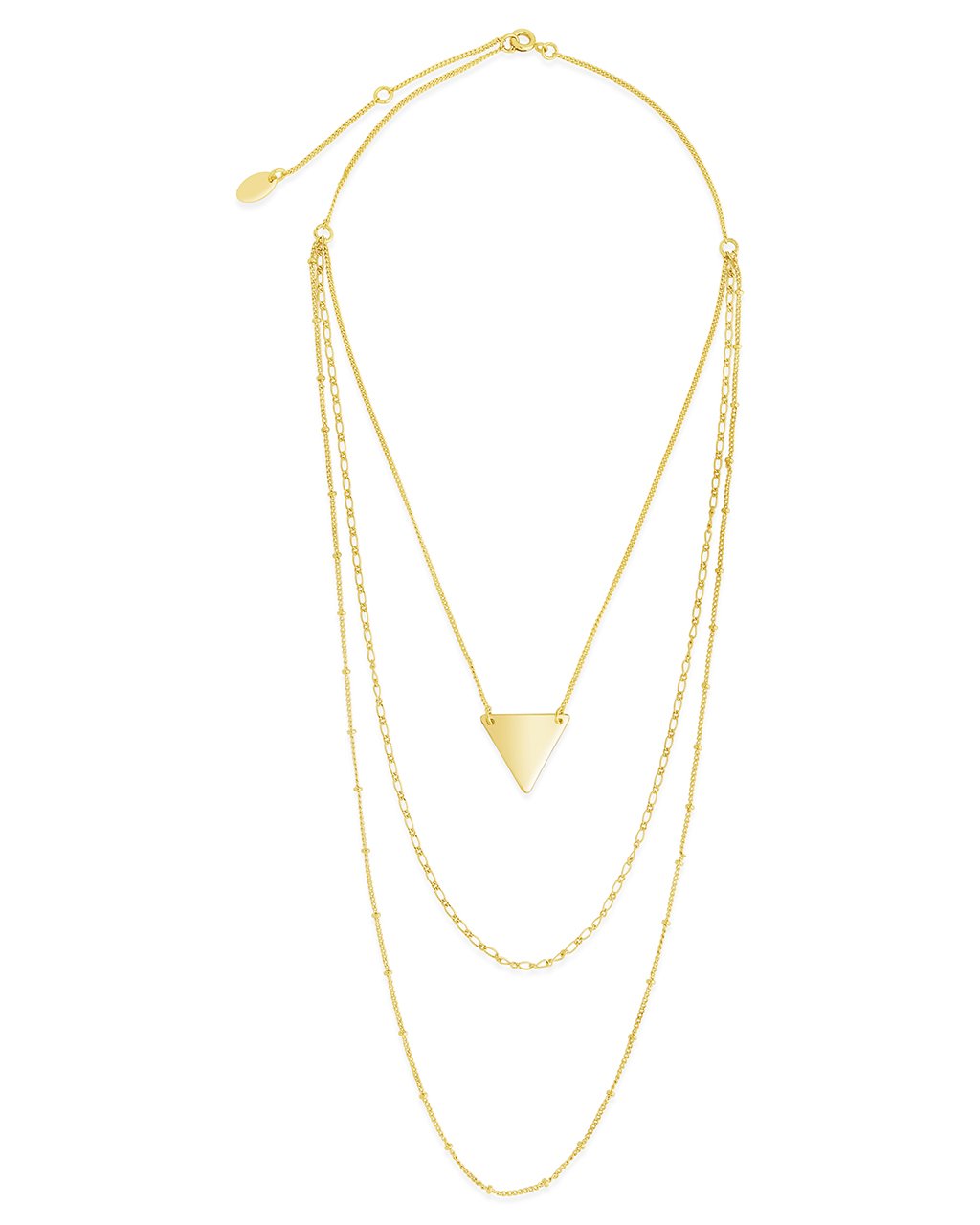 Triple Chain Layered Triangle Necklace - view 3
