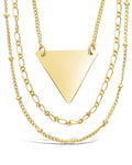 Triple Chain Layered Triangle Necklace in Gold