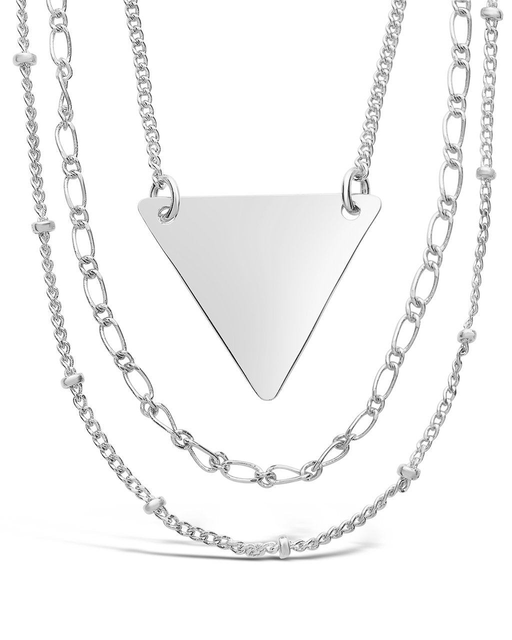 Triple Chain Layered Triangle Necklace - view 4