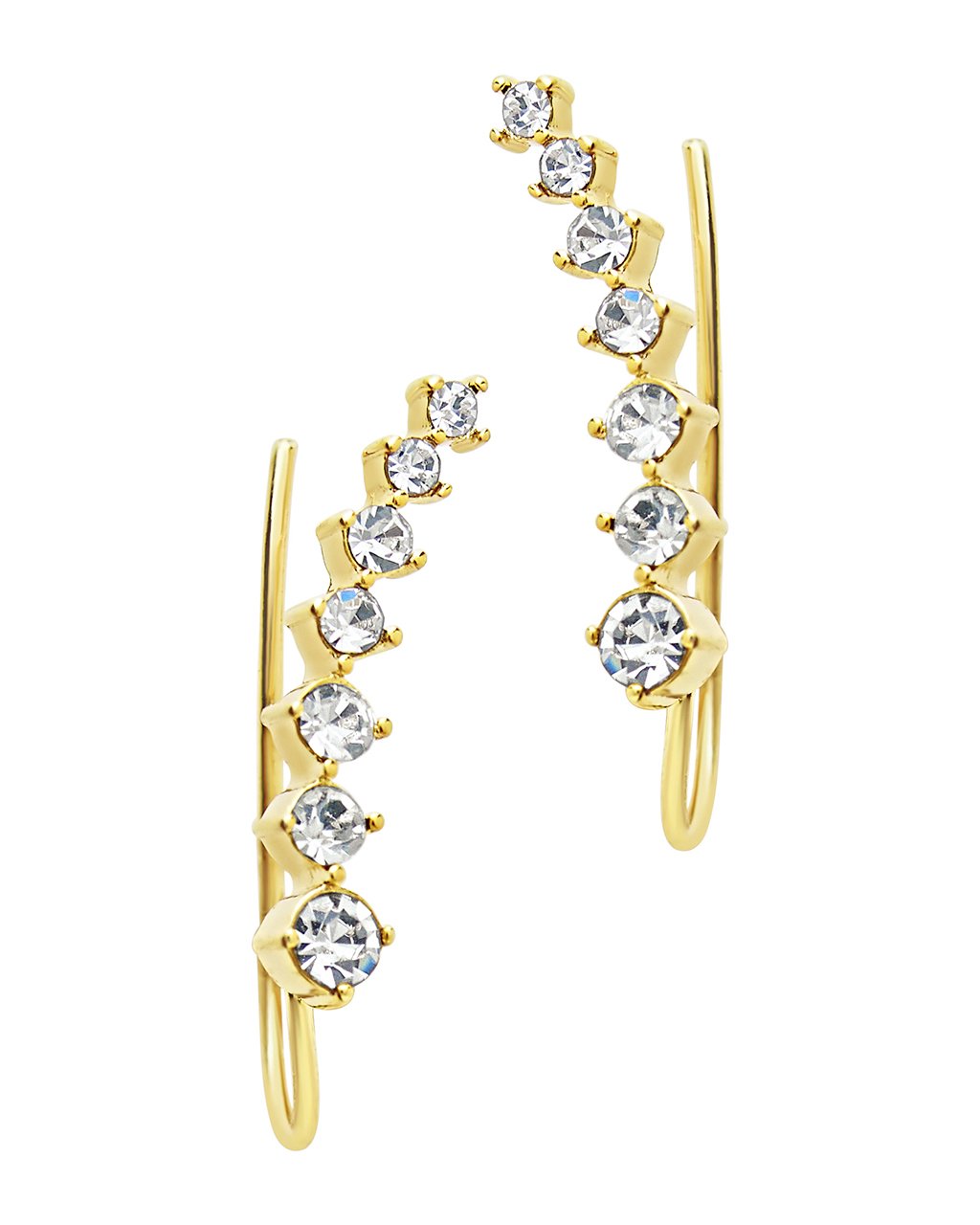 Graduated CZ Crawler Earrings in Gold