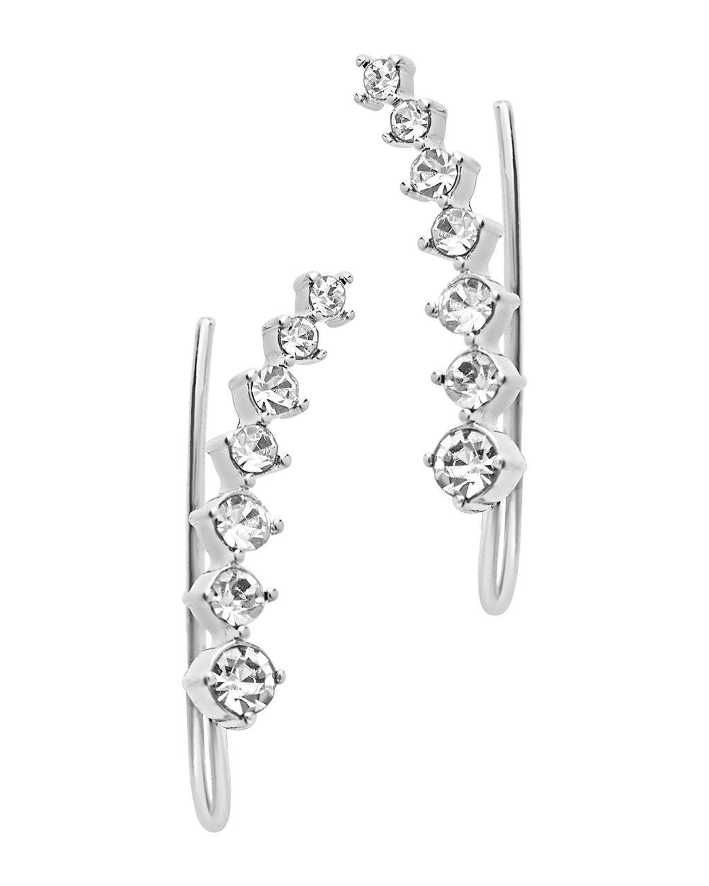Graduated CZ Crawler Earrings in Silver
