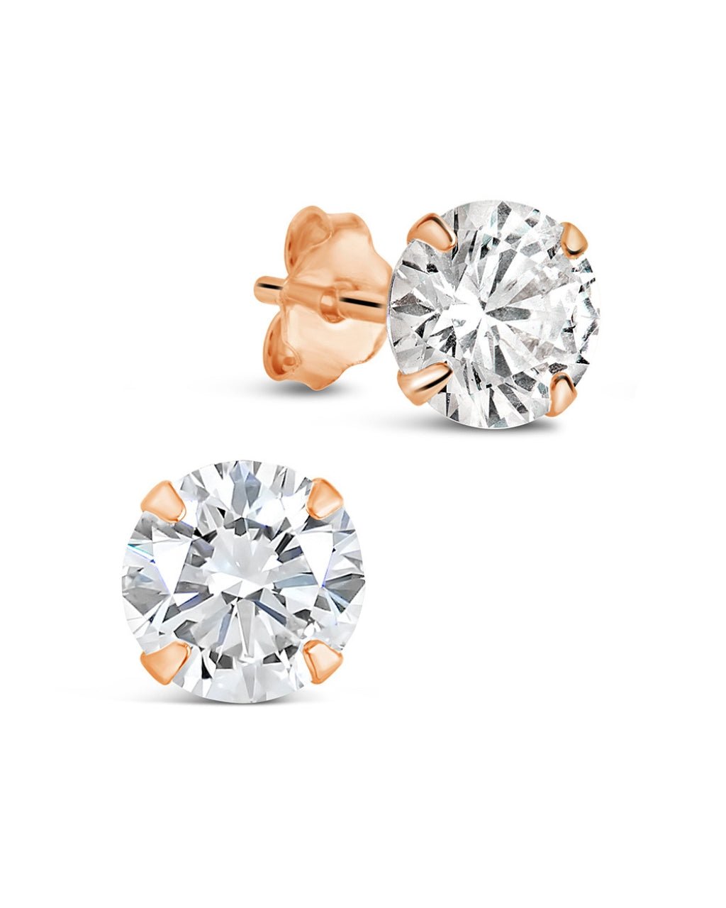 6mm CZ Stud Earrings in Rose Gold