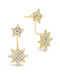 CZ Starburst Jacket Earrings in Gold