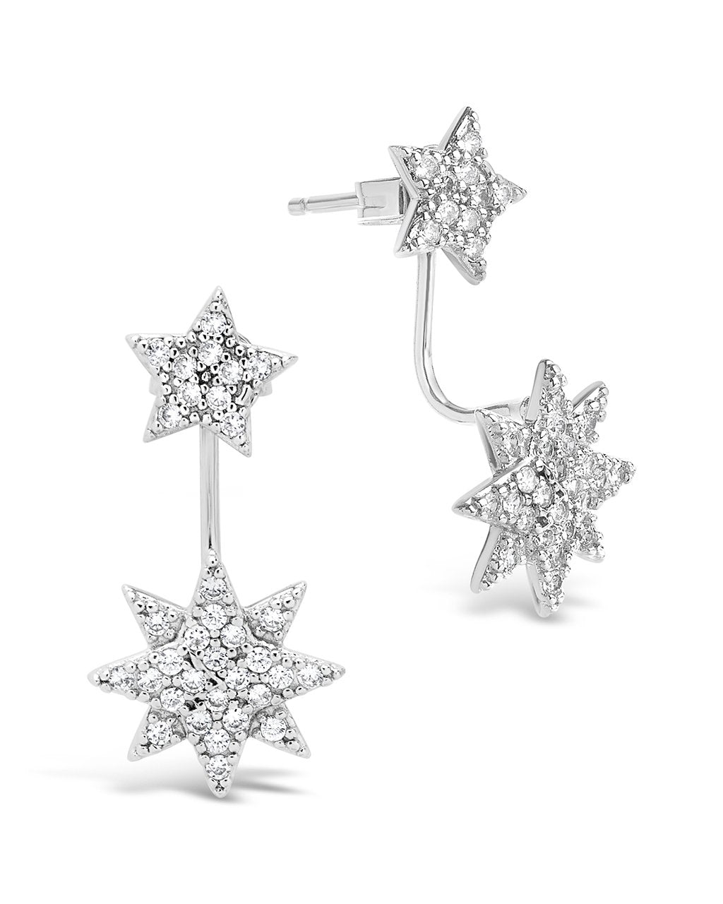 CZ Starburst Jacket Earrings - view 4