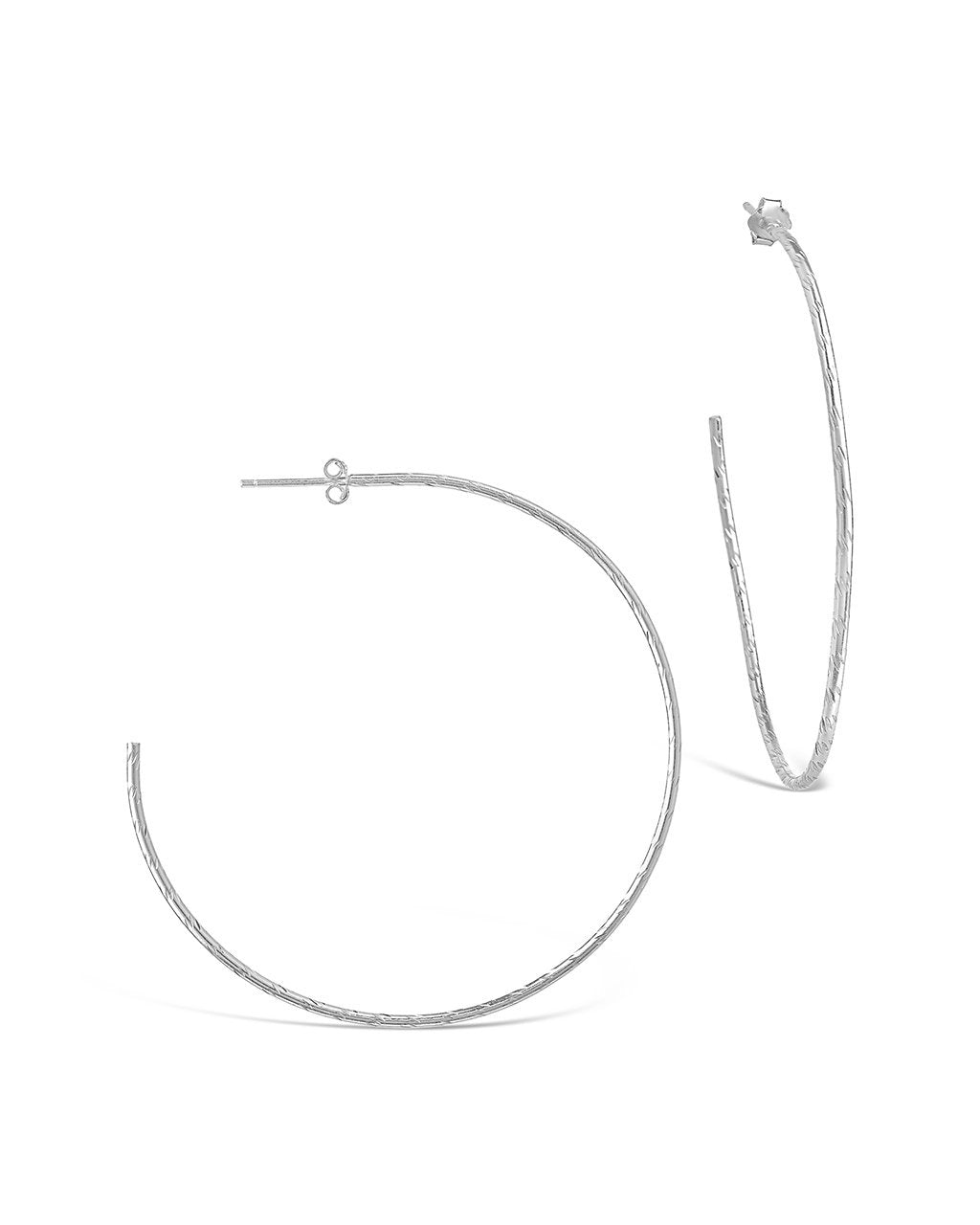 Textured Hoops in Silver