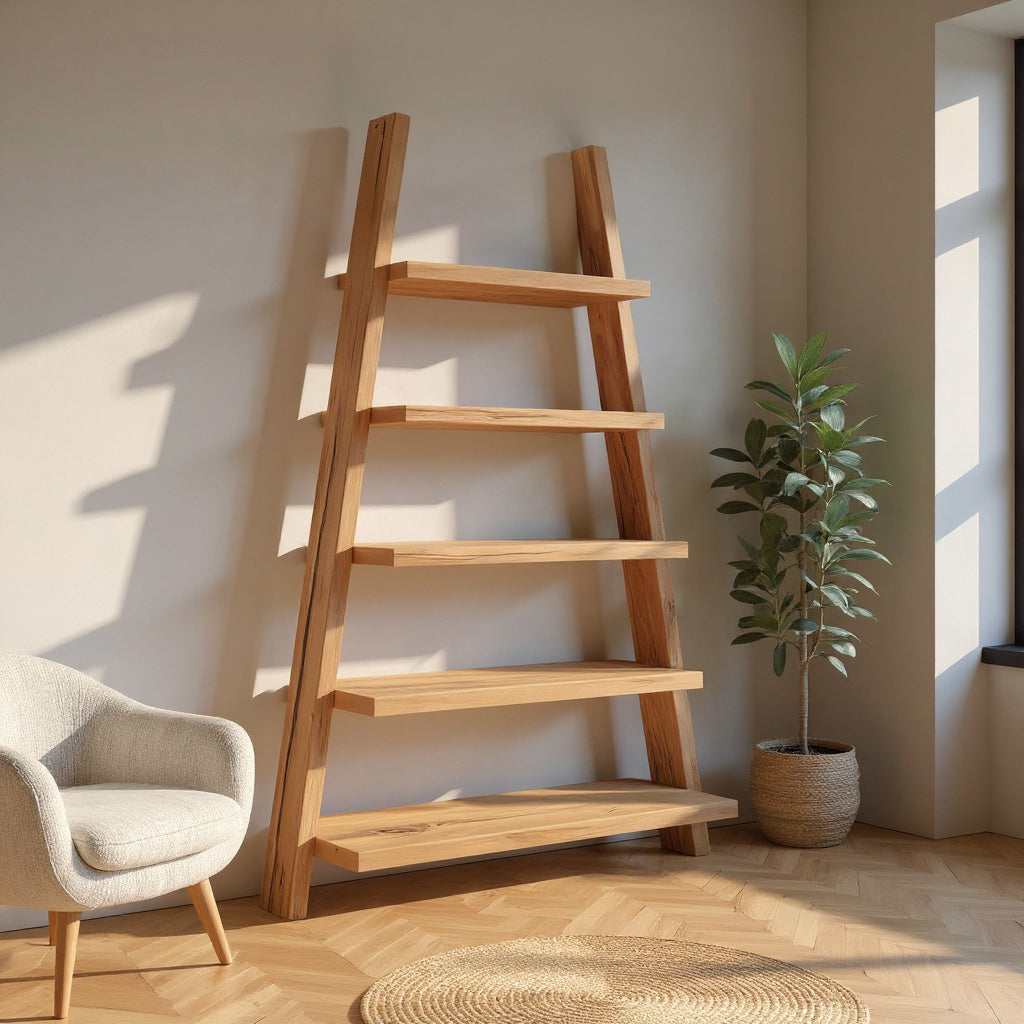 A-Frame Ladder Shelf With Open Tiers For Bathroom