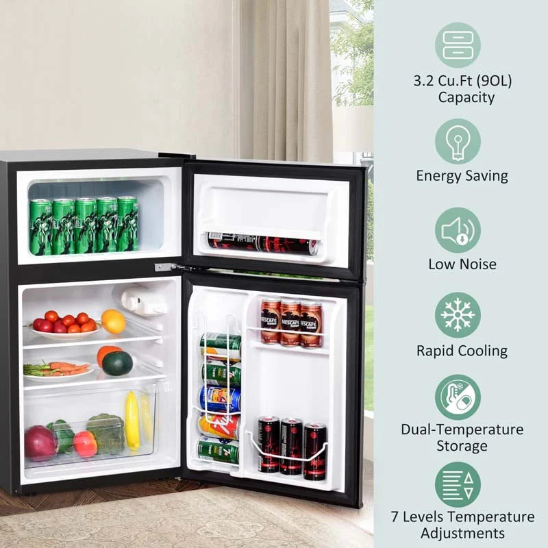 3.2 Cu. Ft. 2-Door Compact Refrigerator With Freezer - Black, Gray Or White