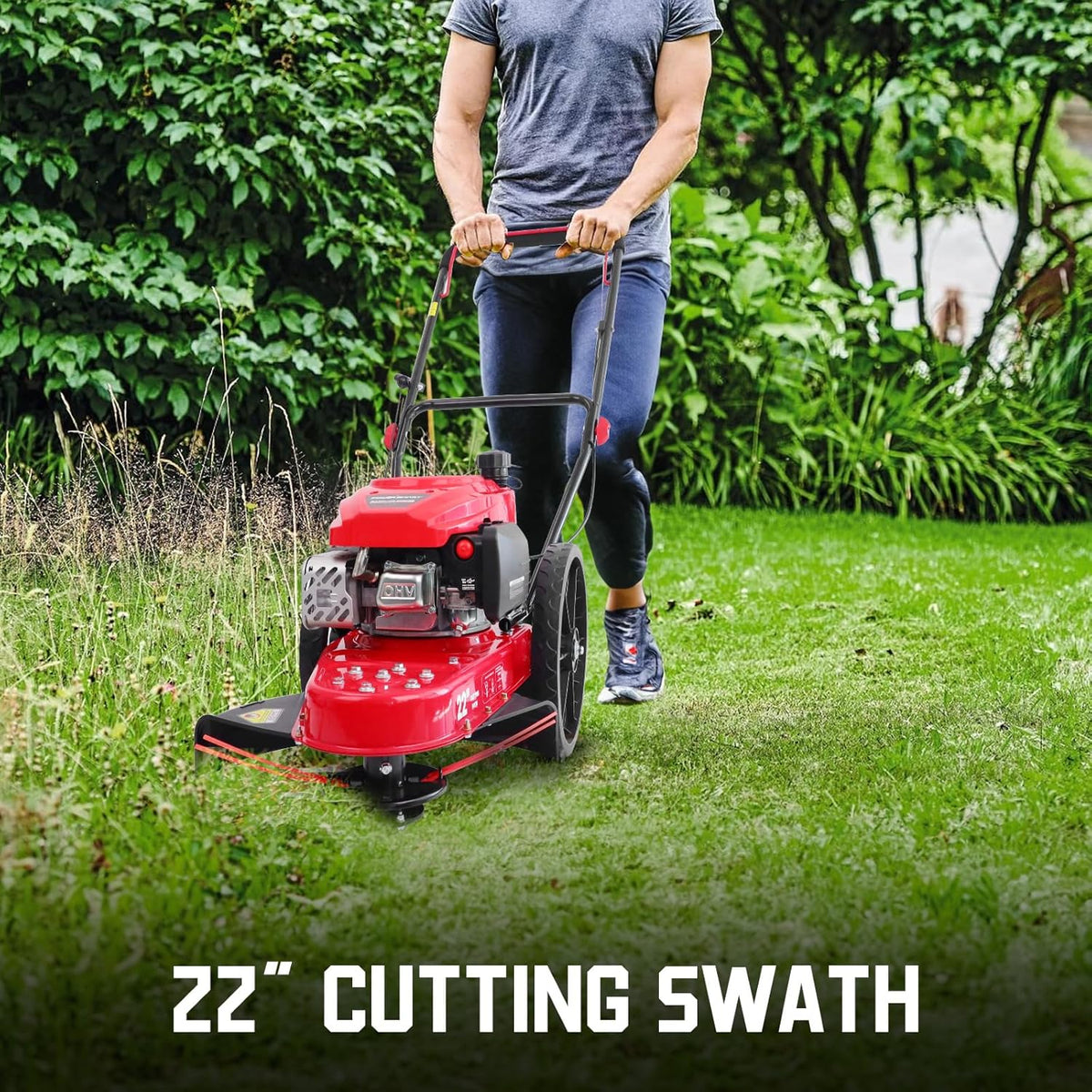 Gas Walk-Behind String Trimmer 22-Inch With High Wheels - DB6222