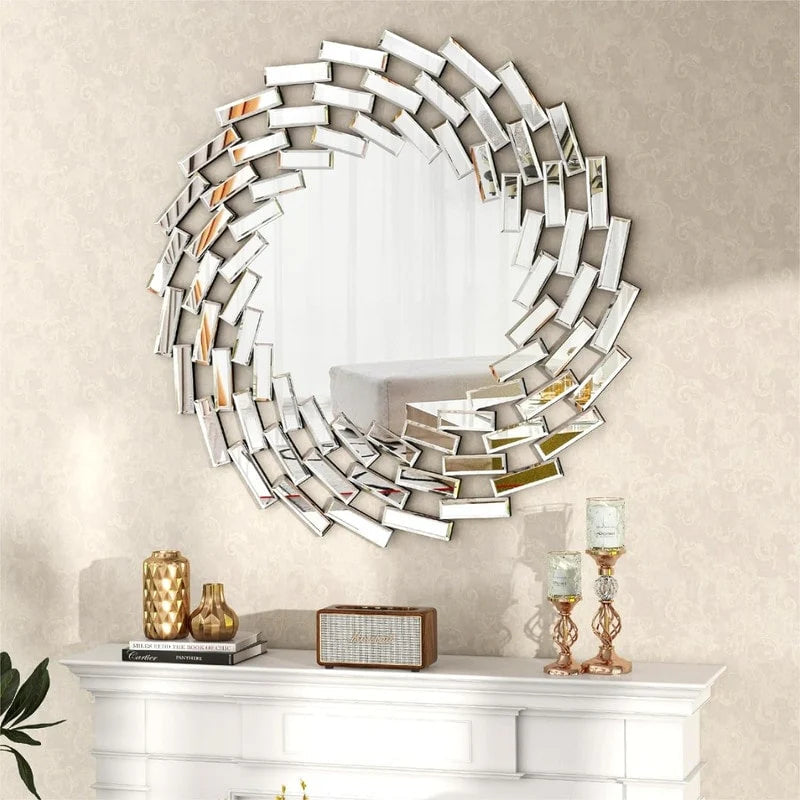Round Spiral Sunburst Decorative Wall Mirror