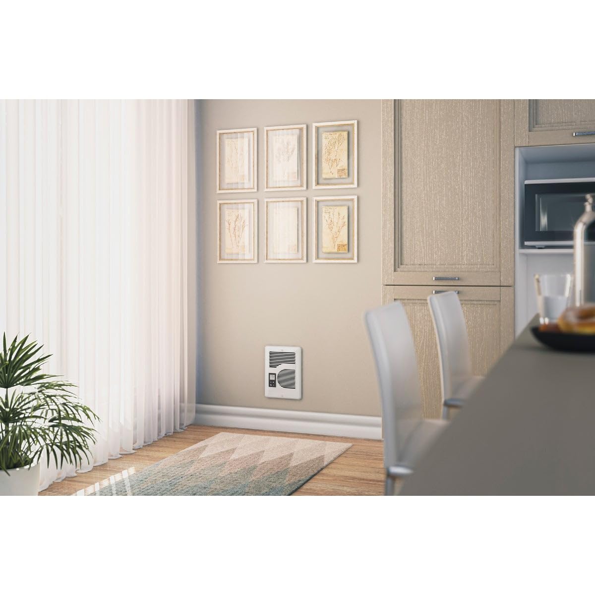 Electric Wall Heater With Digital Thermostat, 240/208/120V, White
