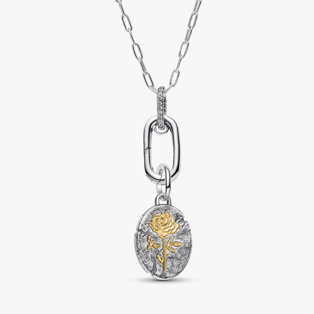 Rose Medallion Charm Necklace Set
