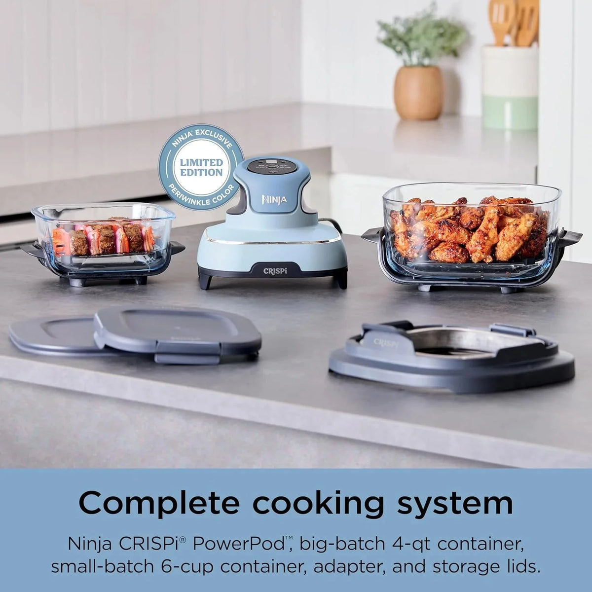 Ninja Crispi 4-in-1 Portable Glass Air Fryer Cooking System, 1500W, 4 QT And 6-Cup Containers