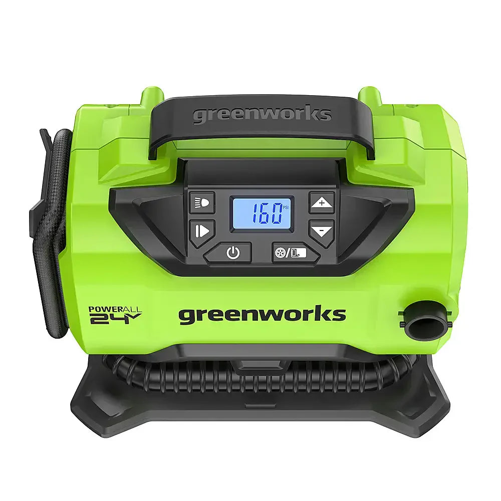 Greenworks 24 Volt 160-PSI Battery Powered Inflator With 2.0 Ah USB-C Battery And Charger - Green