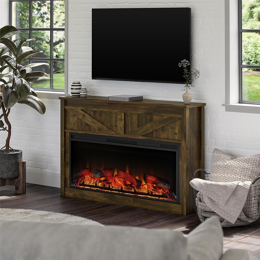 Electric Fireplace With Mantel, 49-Inch - Farmington