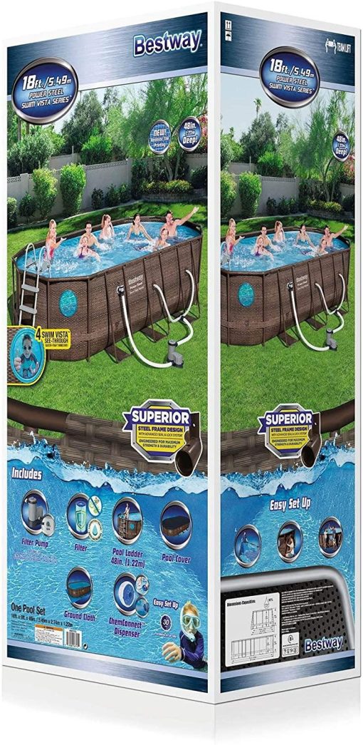 Bestway Above-Ground Pool Set, 18-foot x 9-foot x 48-inch, Metal Frame - Power Steel