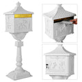 Cast Aluminum Lockable Mailbox With Post, 14 x 11.5 x 46 in - White, Black Or Bronze