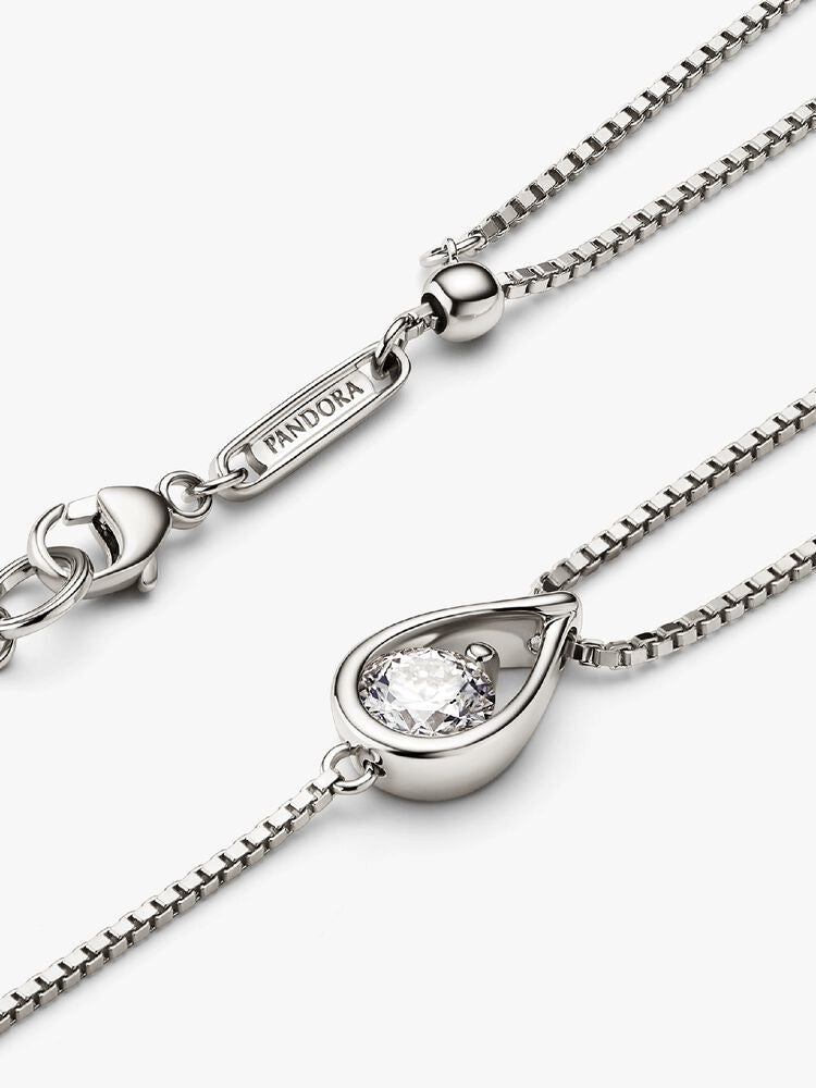Pandora Infinite 14k White Gold Lab-grown Diamond Double Chain Bracelet