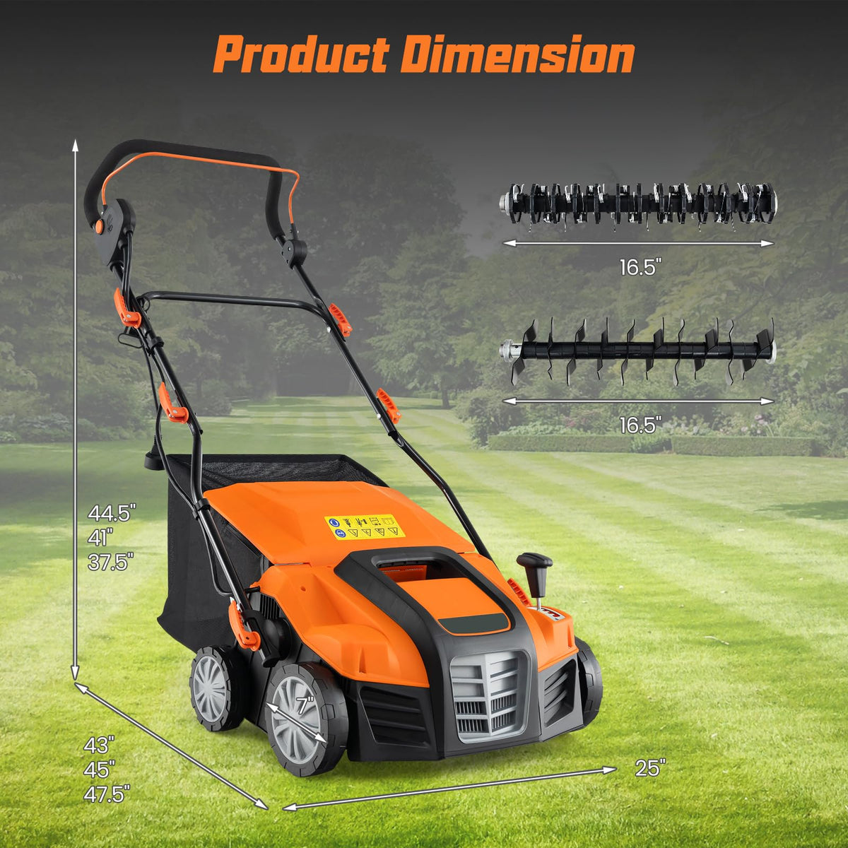 2-In-1 16-Inch 15A Corded Electric Scarifier And Lawn Dethatcher