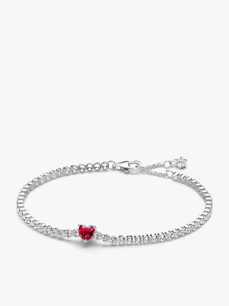 Red Sparkling Heart Tennis Jewelry Set