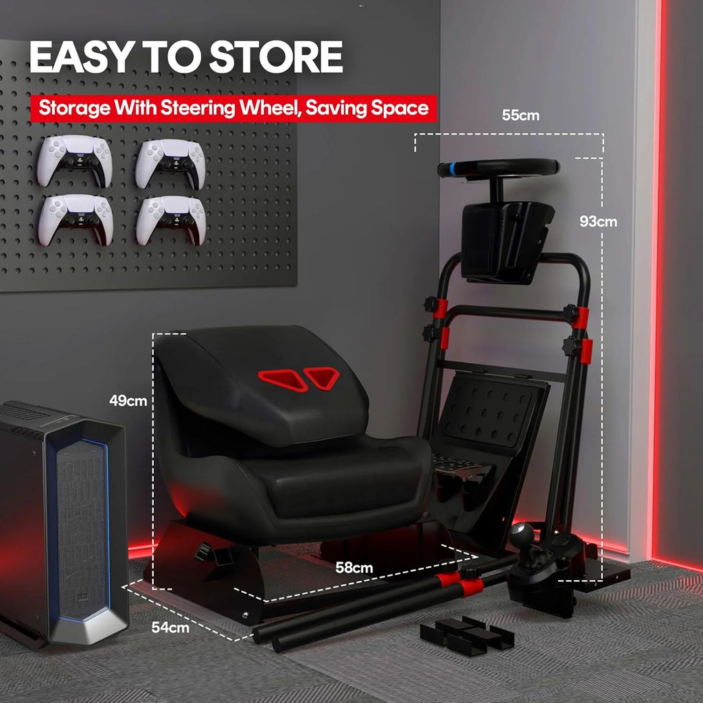 RACGTING Racing Simulator Cockpit With Foldable Seat - Logitech/Thrustmaster