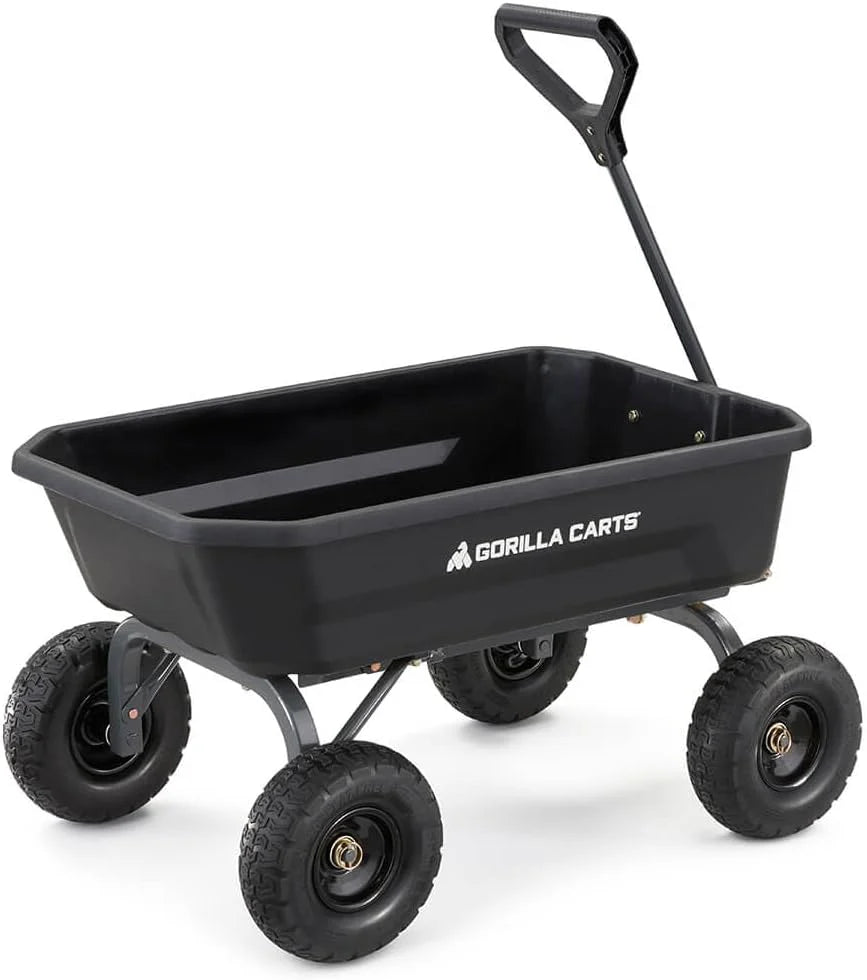 Poly Dump Garden Cart With No-Flat Tires, 7 Cubic Feet, 1200-Pound Capacity, Black - 7GCG-NF