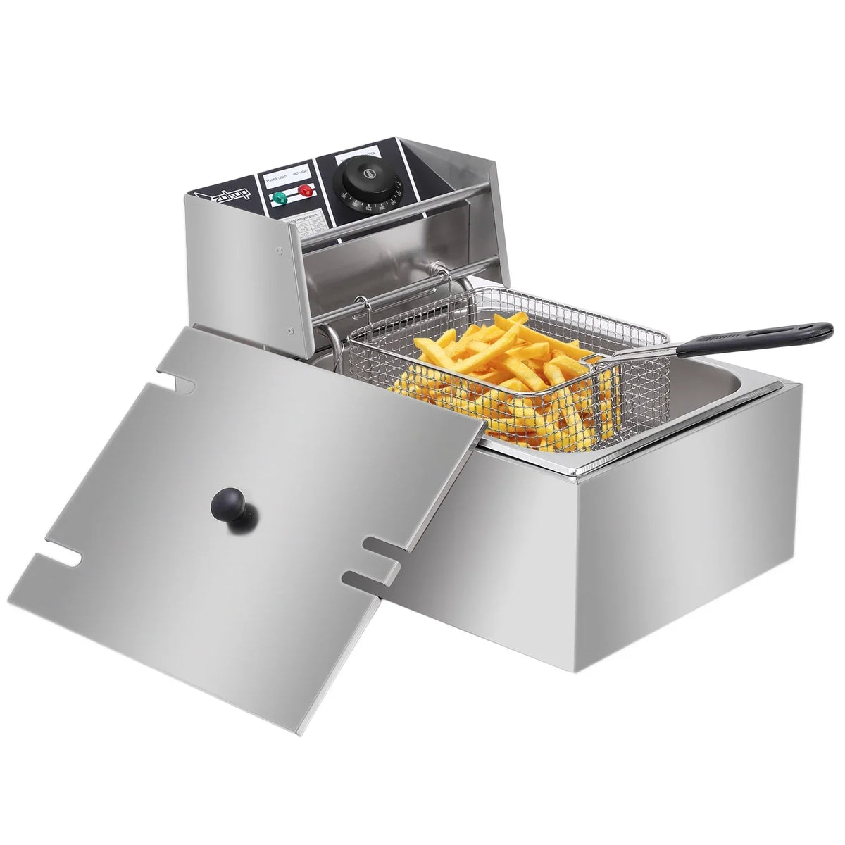 ZOKOP Countertop Electric Deep Fryer 6.3QT/6L Stainless Steel, 2500W
