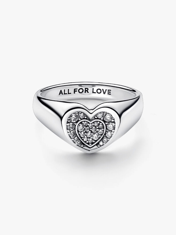 FINAL SALE - Radiant Heart Pavé Signet Ring