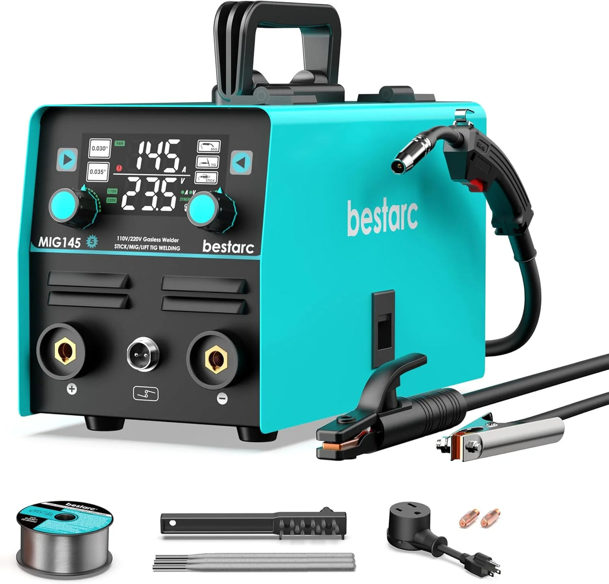 bestarc 145A 3-in-1 MIG Welder, 110V/220V - MIG145-9GEN-110/220V, MIG145-1122