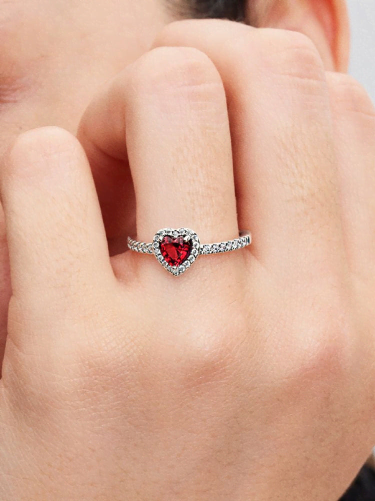 Elevated Red Heart Ring
