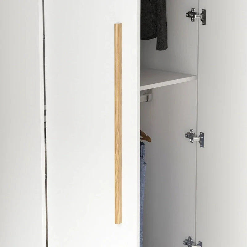FUFU&GAGA Freestanding Solid Wood Wardrobe Closet With Storage Shelves