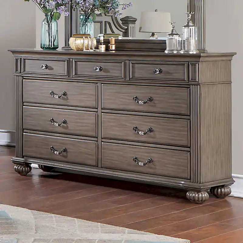 Vame Traditional 2-Piece 9-Drawer Dresser And Mirror Set By Furniture Of America