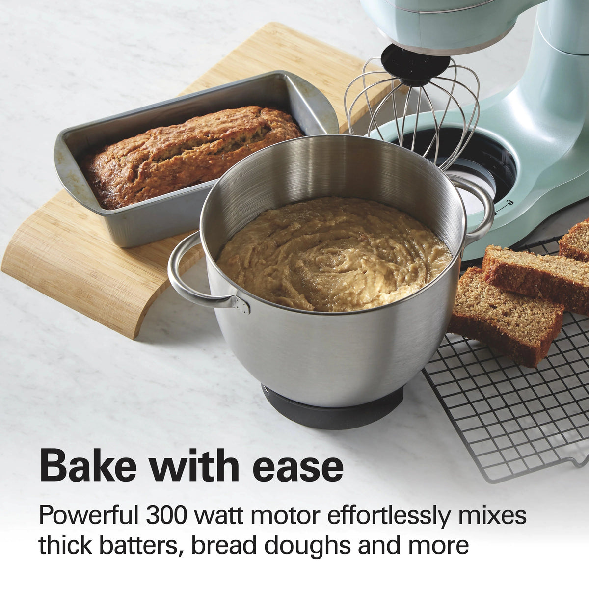 Hamilton Beach 4 Quart 7-Speed Tilt-Head Stand Mixer With Dough Hook, Whisk And Flat Beater - Black