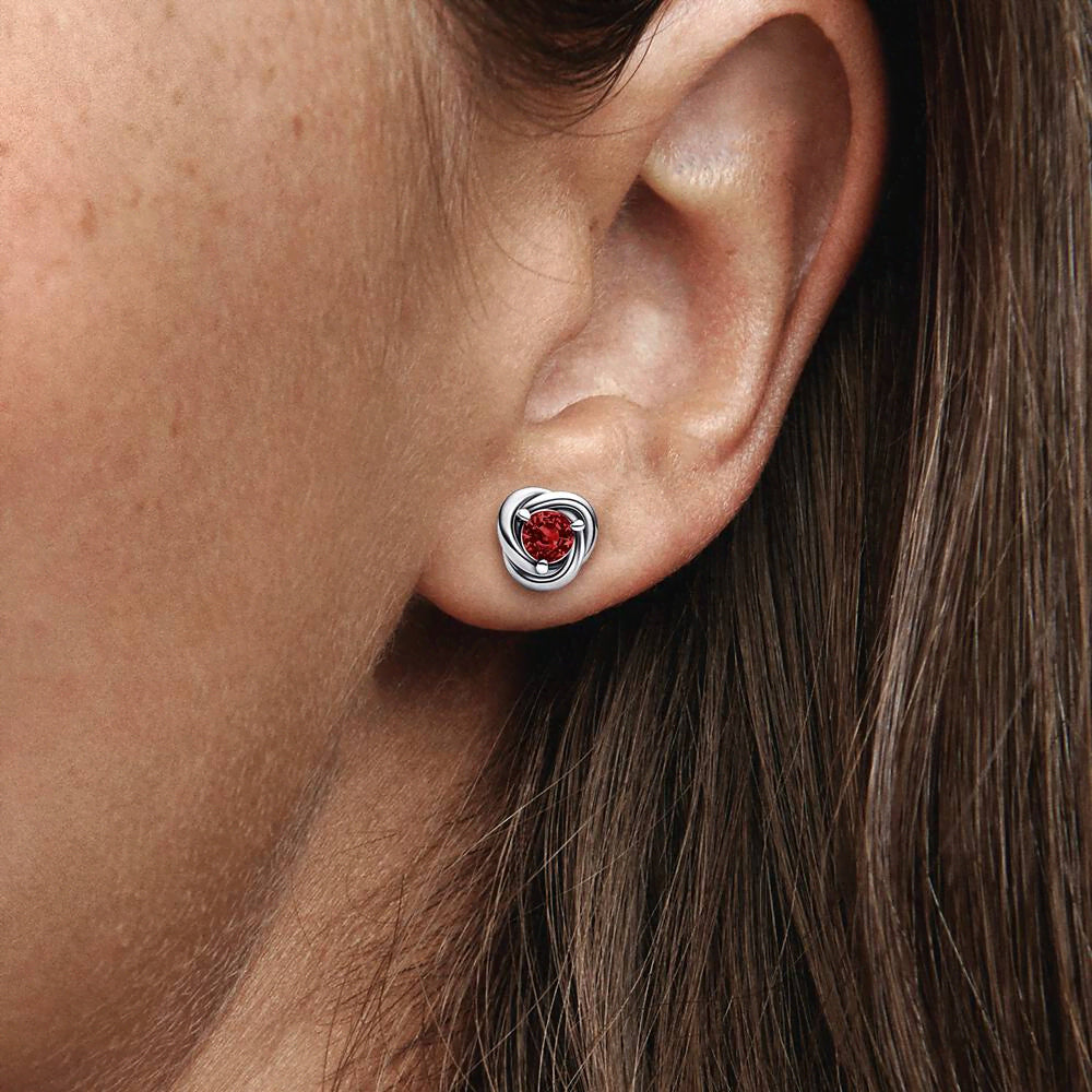 July True Red Eternity Circle Stud Earrings