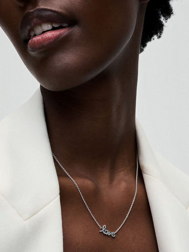 Sparkling Handwritten Love Collier Necklace