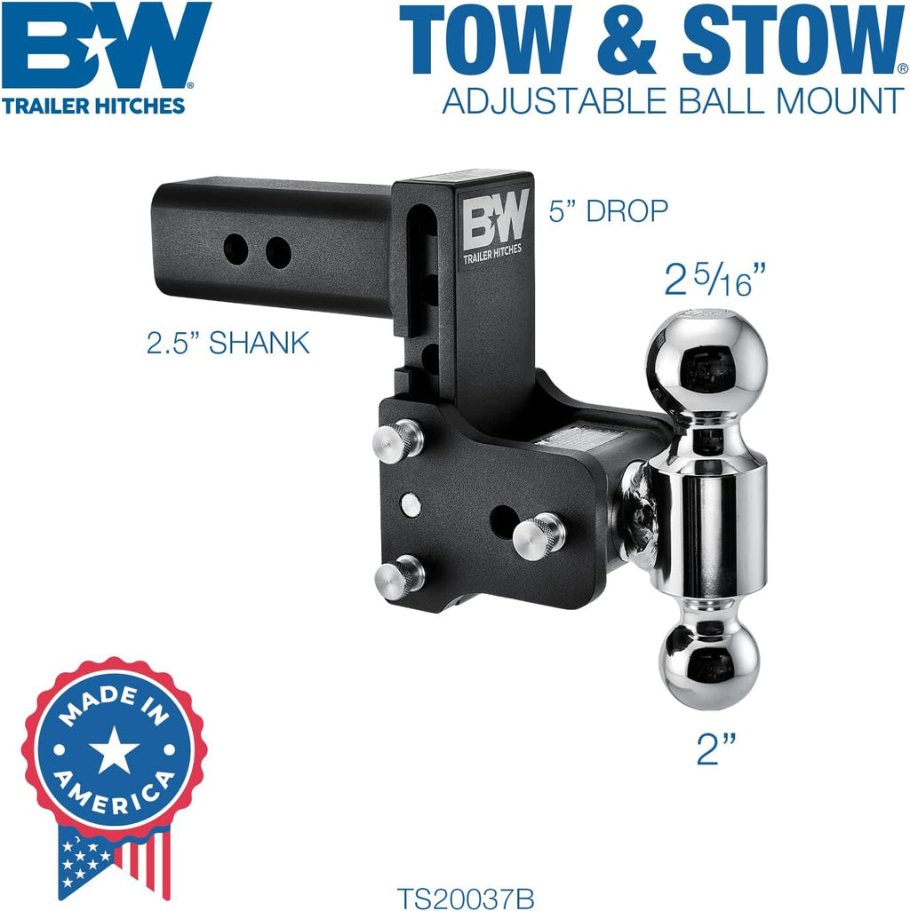 Adjustable Trailer Hitch Ball Mount - Tow And Stow Towing Hitch