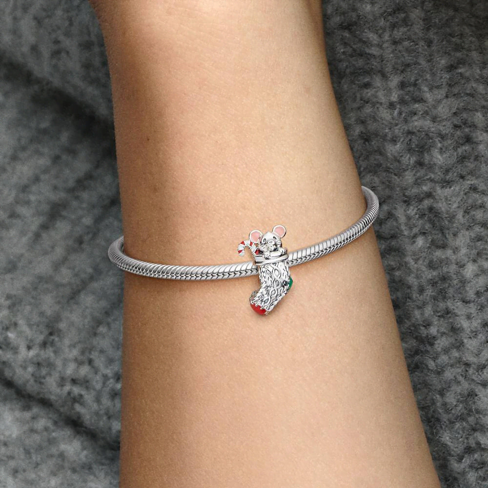Festive Mouse & Stocking Charm