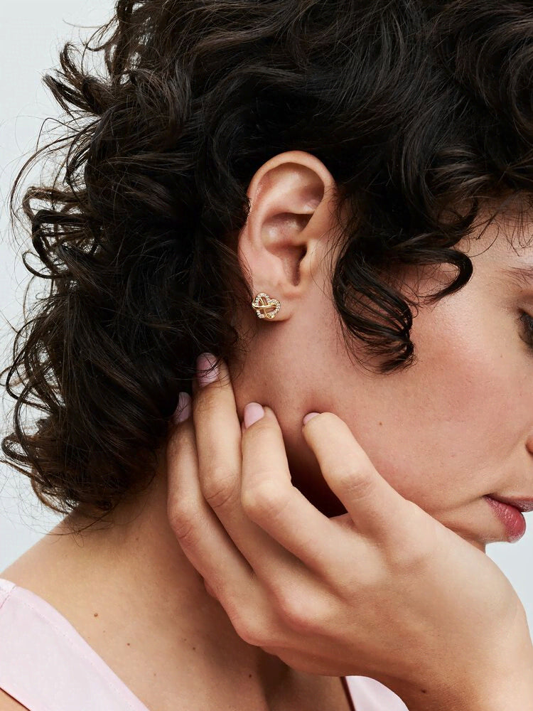 Sparkling Infinity Heart Stud Earrings