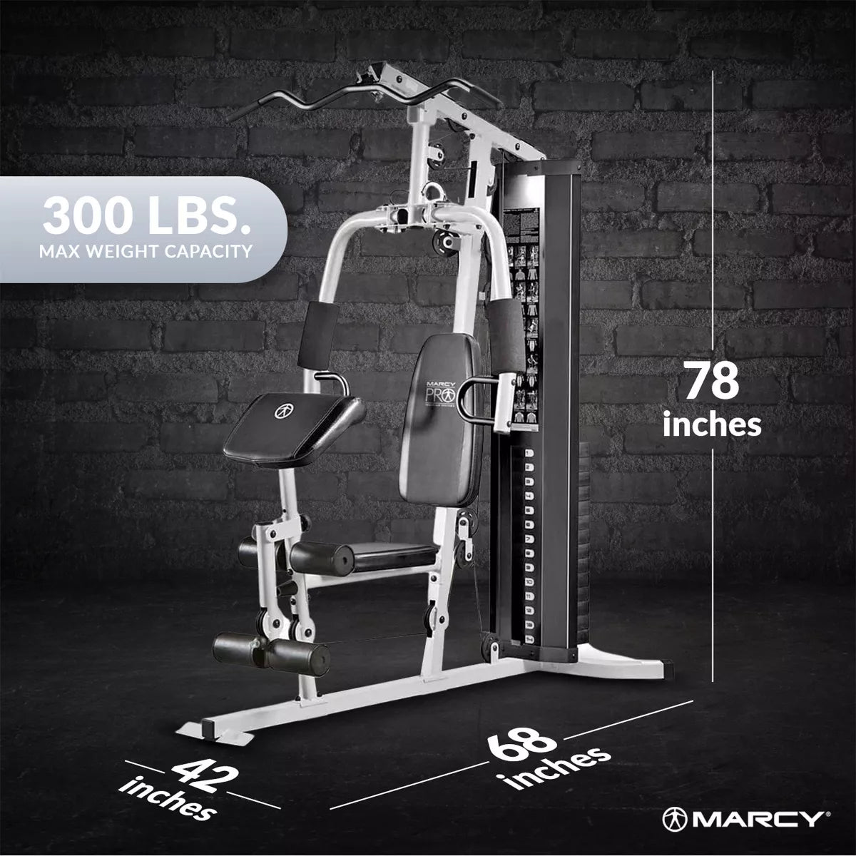 150-Lb. Weight Stack Home Gym With Dual-Function Arm Press And Leg Developer - Black/White