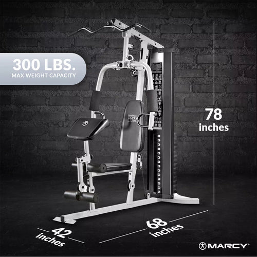150-Lb. Weight Stack Home Gym With Dual-Function Arm Press And Leg Developer - Black/White