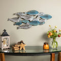 Metal Fish Wall Sculpture, Blue And Aqua, 35.75 Inches H x 14.75 Inches W x 1.75 Inches D