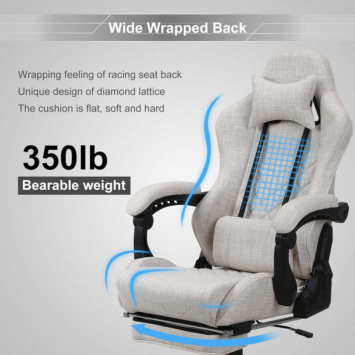 Blue Whale PU Leather Big And Tall Ergonomic Office Gaming Chair, 350 Pounds - B0BTCQ3VVW