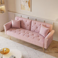 KEIKI 70-Inch Folding Velvet Futon Loveseat Sofa Bed - Pink