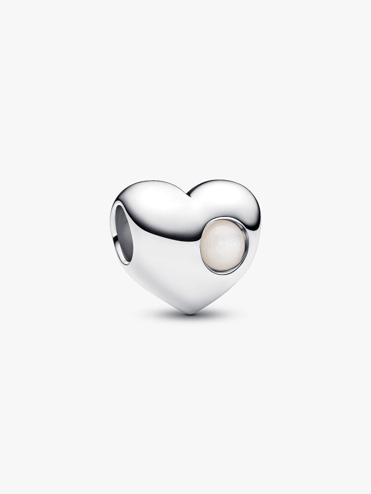 Engravable White Stone Heart Charm