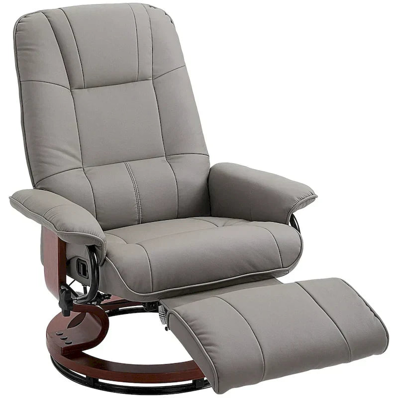 HomCom Faux Leather Manual Swivel Recliner Chair With Extendable Footrest